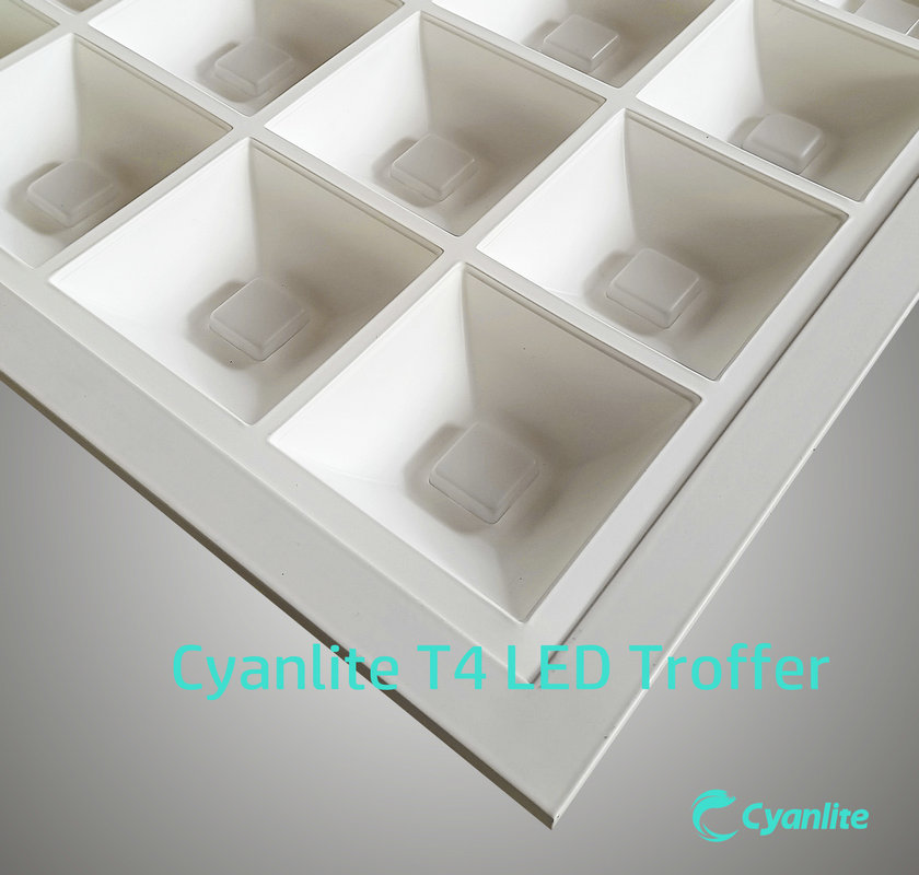 Cyanlite T4 LED troffer with lens and reflector low ugr and anti glare